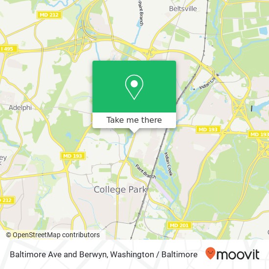 Baltimore Ave and Berwyn, College Park, MD 20740 map