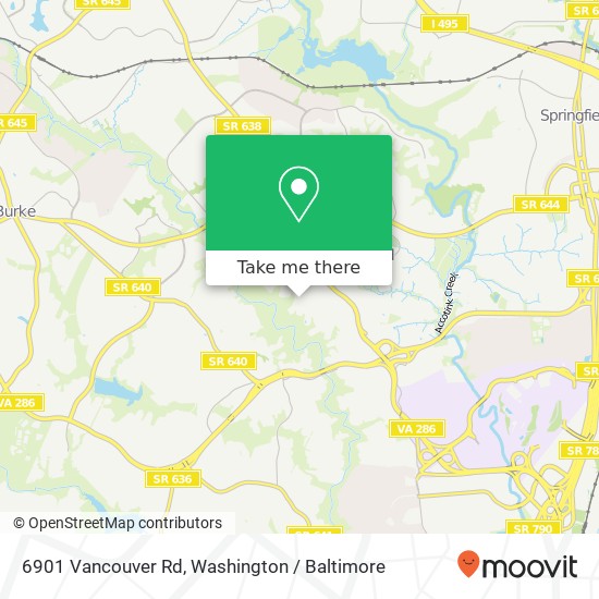 Mapa de 6901 Vancouver Rd, Springfield, VA 22152