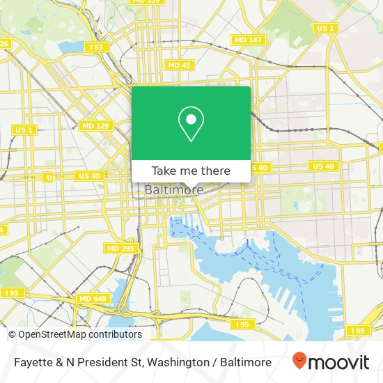 Fayette & N President St, Baltimore (EAST CASE), MD 21202 map