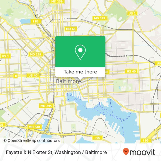 Mapa de Fayette & N Exeter St, Baltimore (EAST CASE), MD 21202