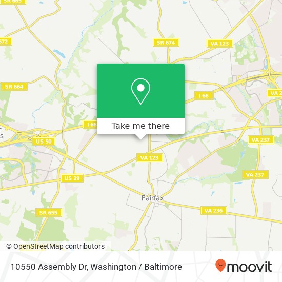 Mapa de 10550 Assembly Dr, Fairfax, VA 22030