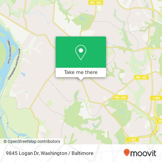 Mapa de 9845 Logan Dr, Potomac, MD 20854