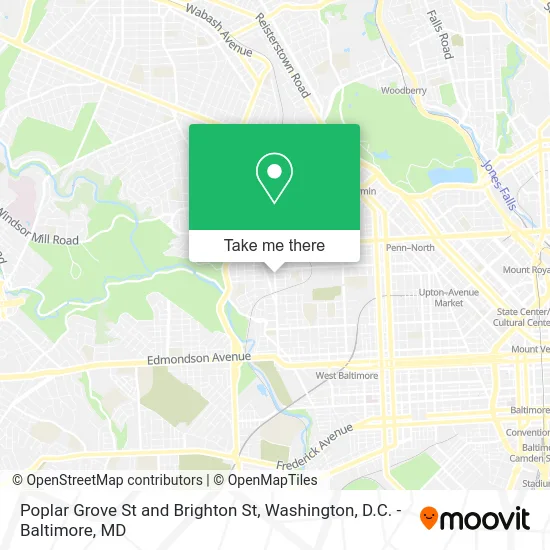 Poplar Grove St and Brighton St map