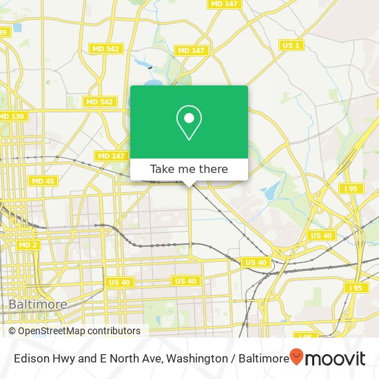 Mapa de Edison Hwy and E North Ave, Baltimore, MD 21213