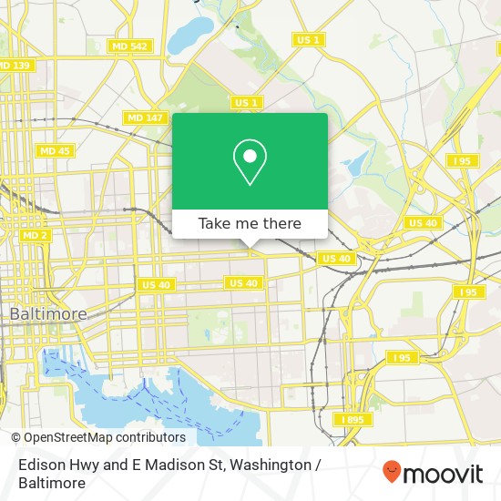Mapa de Edison Hwy and E Madison St, Baltimore, MD 21205
