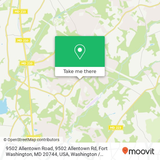 9502 Allentown Road, 9502 Allentown Rd, Fort Washington, MD 20744, USA map