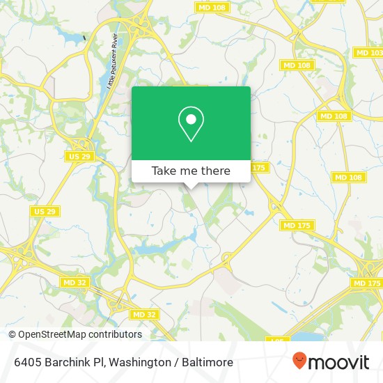 Mapa de 6405 Barchink Pl, Columbia, MD 21045