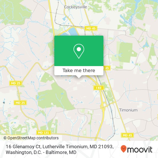 Mapa de 16 Glenamoy Ct, Lutherville Timonium, MD 21093