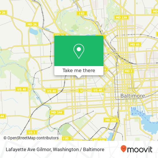 Mapa de Lafayette Ave Gilmor, Baltimore, MD 21217