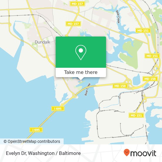Mapa de Evelyn Dr, Dundalk, MD 21222