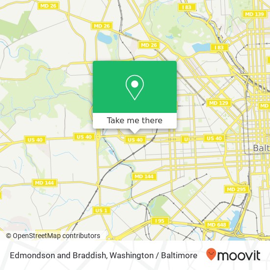 Edmondson and Braddish, Baltimore, MD 21216 map