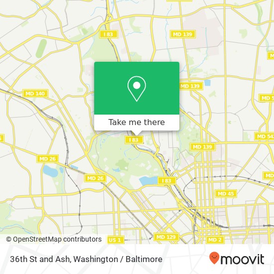 Mapa de 36th St and Ash, Baltimore, MD 21211