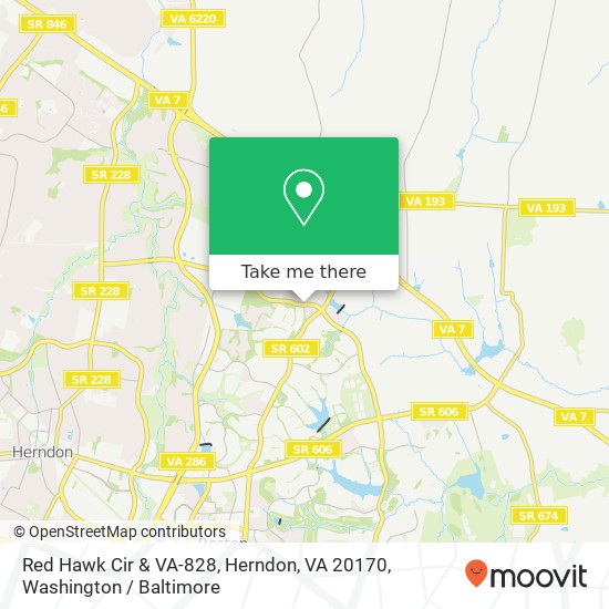 Mapa de Red Hawk Cir & VA-828, Herndon, VA 20170