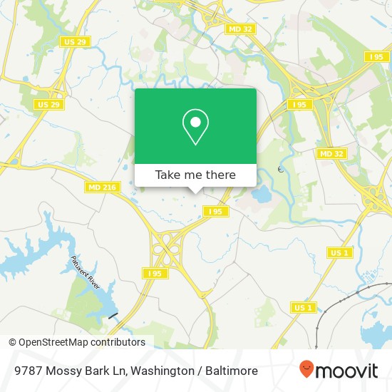 Mapa de 9787 Mossy Bark Ln, Laurel, MD 20723
