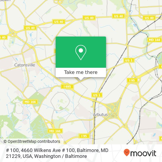 # 100, 4660 Wilkens Ave # 100, Baltimore, MD 21229, USA map