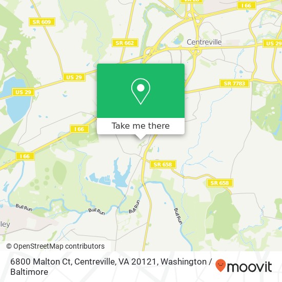 Mapa de 6800 Malton Ct, Centreville, VA 20121