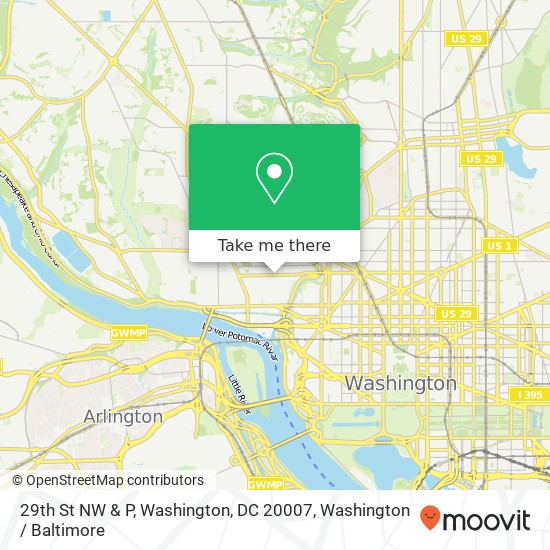 Mapa de 29th St NW & P, Washington, DC 20007