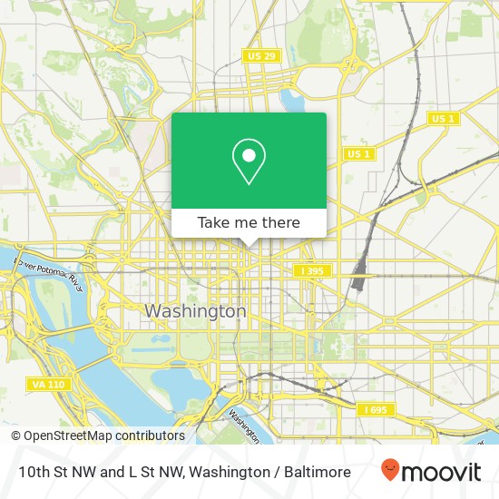 Mapa de 10th St NW and L St NW, Washington, DC 20001