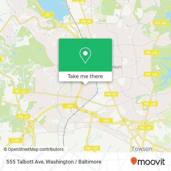 Mapa de 555 Talbott Ave, Lutherville Timonium, MD 21093