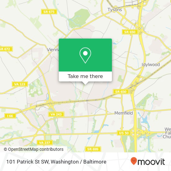 Mapa de 101 Patrick St SW, Vienna, VA 22180