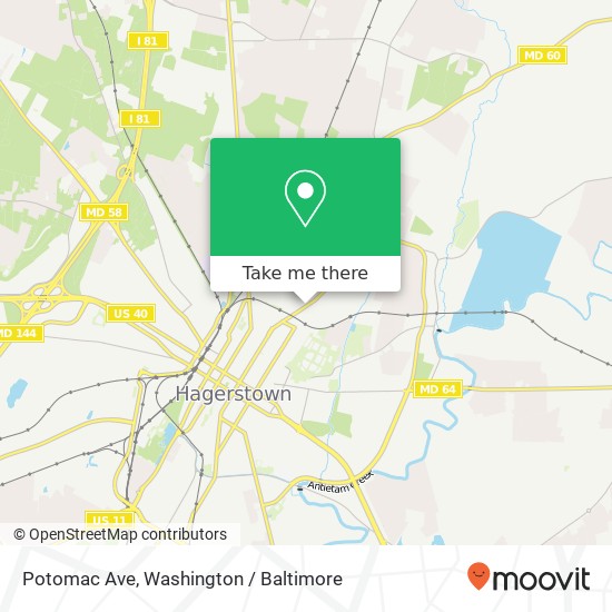 Mapa de Potomac Ave, Hagerstown, MD 21742