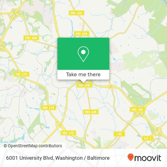 Mapa de 6001 University Blvd, Ellicott City, MD 21043