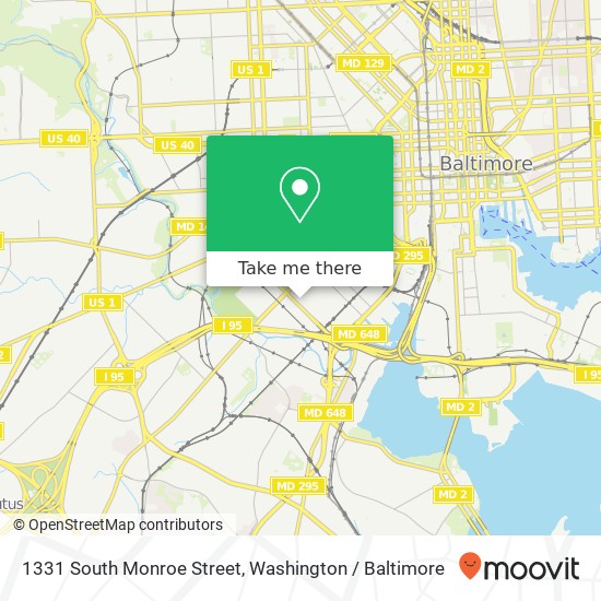 Mapa de 1331 South Monroe Street, 1331 S Monroe St, Baltimore, MD 21230, USA