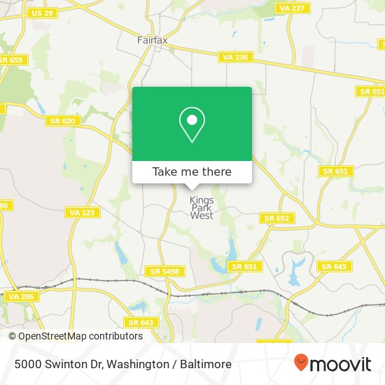 Mapa de 5000 Swinton Dr, Fairfax, VA 22032