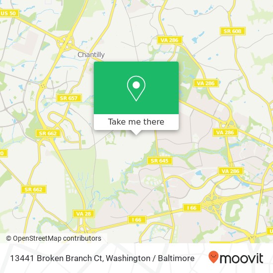 Mapa de 13441 Broken Branch Ct, Chantilly, VA 20151