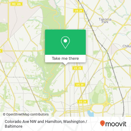 Mapa de Colorado Ave NW and Hamilton, Washington, DC 20011