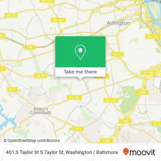 Mapa de 401,S Taylor St S Taylor St, Arlington, VA 22204