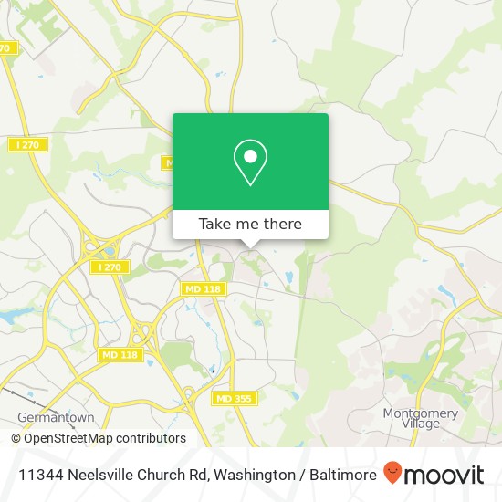 Mapa de 11344 Neelsville Church Rd, Germantown, MD 20876