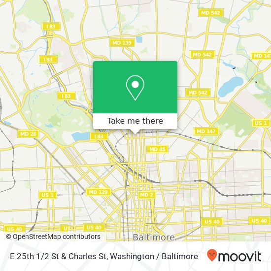 Mapa de E 25th 1 / 2 St & Charles St, Baltimore, MD 21218