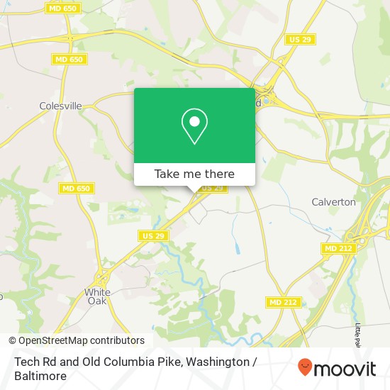 Mapa de Tech Rd and Old Columbia Pike, Silver Spring, MD 20904