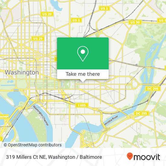 Mapa de 319 Millers Ct NE, Washington, DC 20002