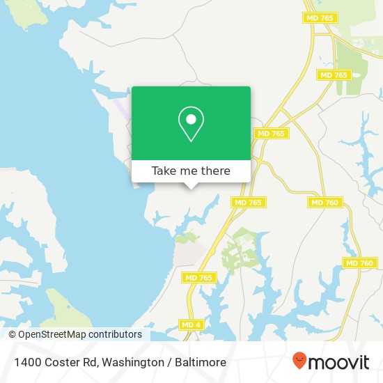 Mapa de 1400 Coster Rd, Lusby, MD 20657