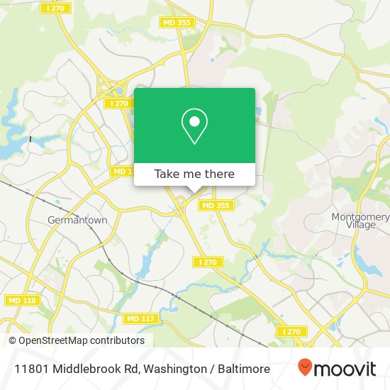 Mapa de 11801 Middlebrook Rd, Germantown, MD 20876