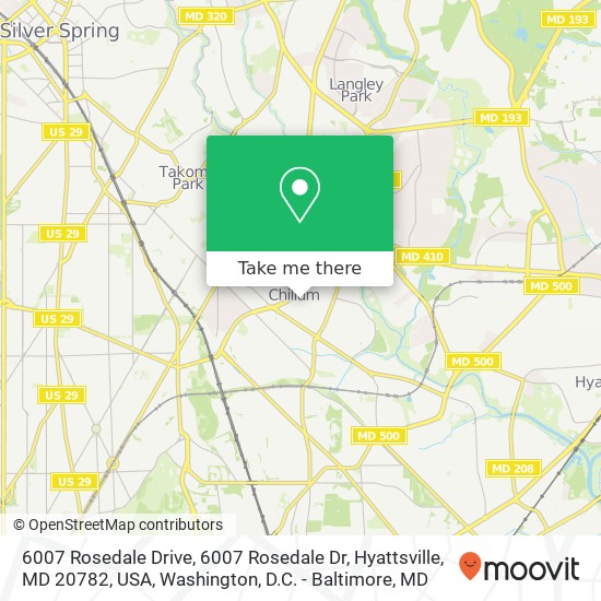 Mapa de 6007 Rosedale Drive, 6007 Rosedale Dr, Hyattsville, MD 20782, USA