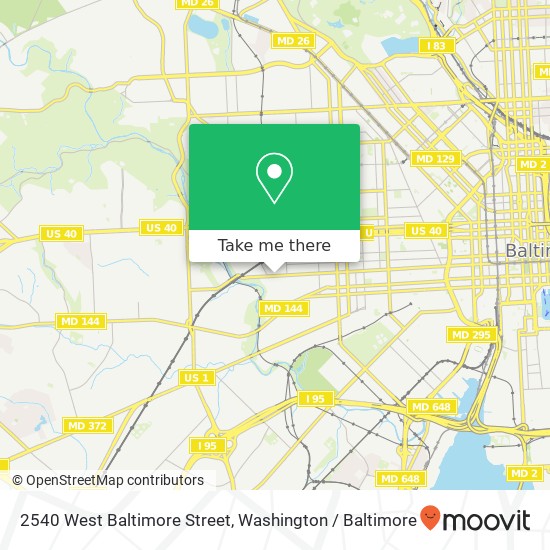 2540 West Baltimore Street, 2540 W Baltimore St, Baltimore, MD 21223, USA map