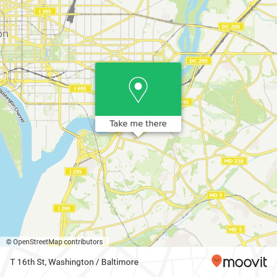 T 16th St, Washington, DC 20020 map