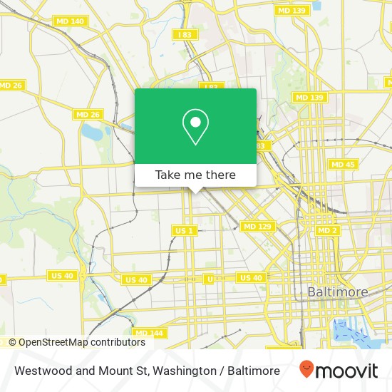 Mapa de Westwood and Mount St, Baltimore, MD 21217