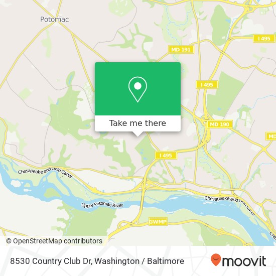 Mapa de 8530 Country Club Dr, Bethesda, MD 20817