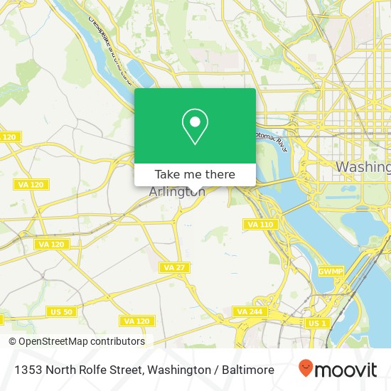 1353 North Rolfe Street, 1353 N Rolfe St, Arlington, VA 22209, USA map