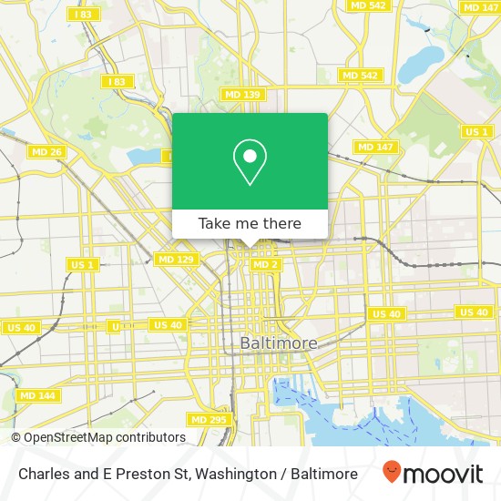 Charles and E Preston St, Baltimore, MD 21202 map