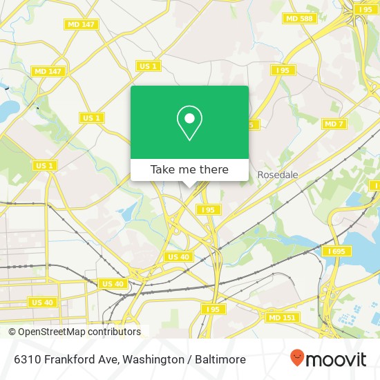 Mapa de 6310 Frankford Ave, Baltimore, MD 21206