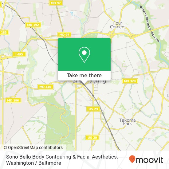 Mapa de Sono Bello Body Contouring & Facial Aesthetics, 8403 Colesville Rd Silver Spring, MD 20910