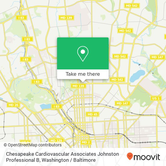 Mapa de Chesapeake Cardiovascular Associates Johnston Professional B, 3333 N Calvert St