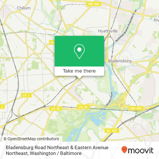 Bladensburg Road Northeast & Eastern Avenue Northeast, Bladensburg Rd NE & Eastern Ave NE, Washington, DC 20418, USA map