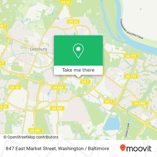 847 East Market Street, 847 E Market St, Leesburg, VA 20176, USA map