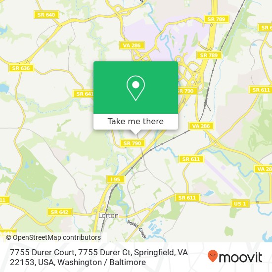 Mapa de 7755 Durer Court, 7755 Durer Ct, Springfield, VA 22153, USA